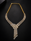 Elegant Gold-Tone Crystal Necklace & Earrings Set for Women