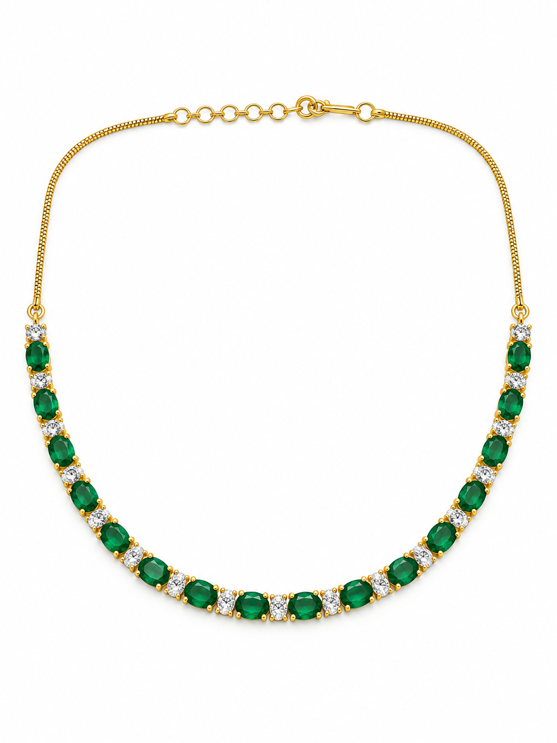 Elegant Green Emerald Necklace & Earrings Jewellery Set for Women
