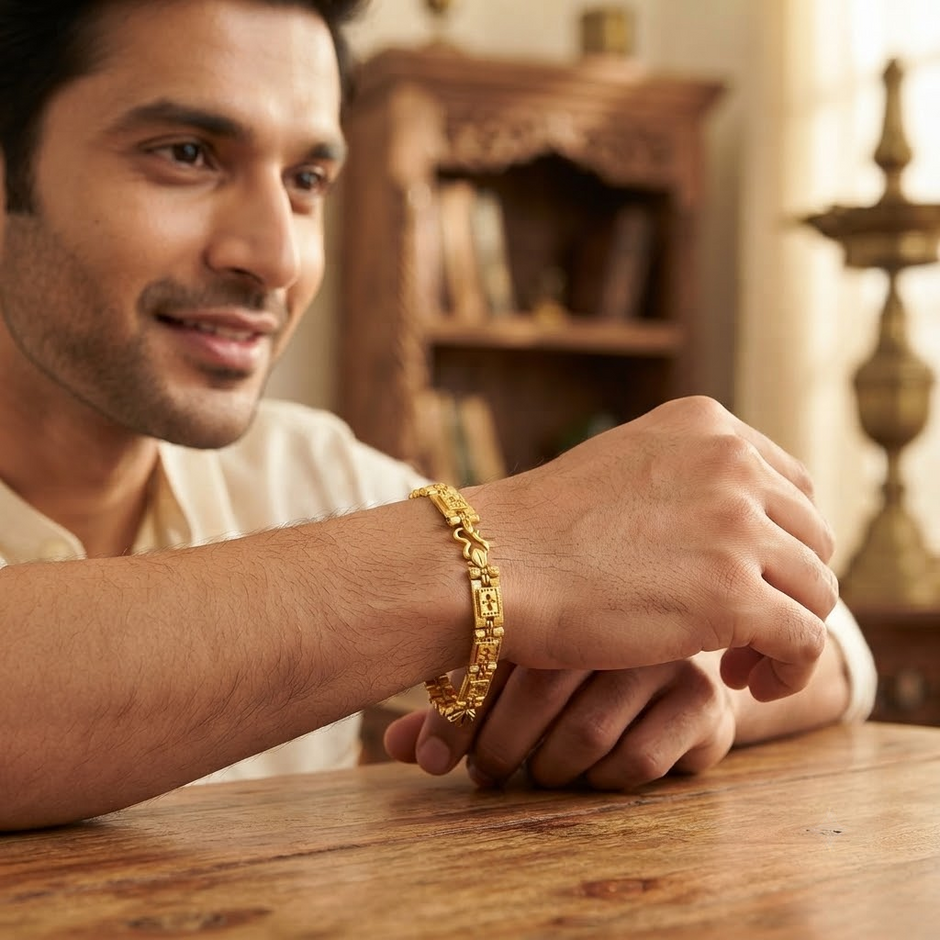 Bhavmayi Elegant Golden Designer Link Bracelet