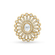 Bhavmayi 14K Gold Finish Modern Sunburst Spokes Pave Outer Halo Oval Diamond Statement Ring - bhavmayi