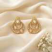Bhavmayi 14K Gold Modern Hoop-Style Polki Stud Earrings with Diamond Accents - bhavmayi