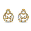 Bhavmayi 14K Gold Modern Hoop-Style Polki Stud Earrings with Diamond Accents - bhavmayi