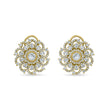 Bhavmayi 14K Gold Ornate Floral Burst Diamond Studded & Deca Cut Polki Accents Earrings - bhavmayi