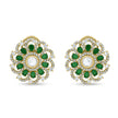 Bhavmayi 14K Gold Ornate Floral Burst Diamond Studded & Deca Cut Polki Accents Earrings - bhavmayi
