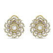 Bhavmayi 14K Gold Ornate Floral Burst Diamond Studded & Deca Cut Polki Accents Earrings - bhavmayi