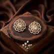 Bhavmayi 14K Gold Ornate Floral Burst Diamond Studded & Deca Cut Polki Accents Earrings - bhavmayi