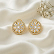 Bhavmayi 14K Gold Round Mandala Stud Earrings with Emerald & Teardrop Diamond Accents - bhavmayi