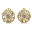Bhavmayi 14K Gold Round Mandala Stud Earrings with Emerald & Teardrop Diamond Accents - bhavmayi