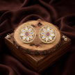 Bhavmayi 14K Gold Round Mandala Stud Earrings with Emerald & Teardrop Diamond Accents - bhavmayi