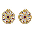 Bhavmayi 14K Gold Round Mandala Stud Earrings with Emerald & Teardrop Diamond Accents - bhavmayi