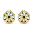 Bhavmayi 14K Gold Round Mandala Stud Earrings with Emerald & Teardrop Diamond Accents - bhavmayi