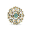 Bhavmayi 14K Yellow Gold Ruby and Diamond Floral Mandala Statement Ring with Seed Pearl Halo - bhavmayi
