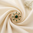 Bhavmayi 14K Yellow Gold Ruby and Diamond Floral Mandala Statement Ring with Seed Pearl Halo - bhavmayi
