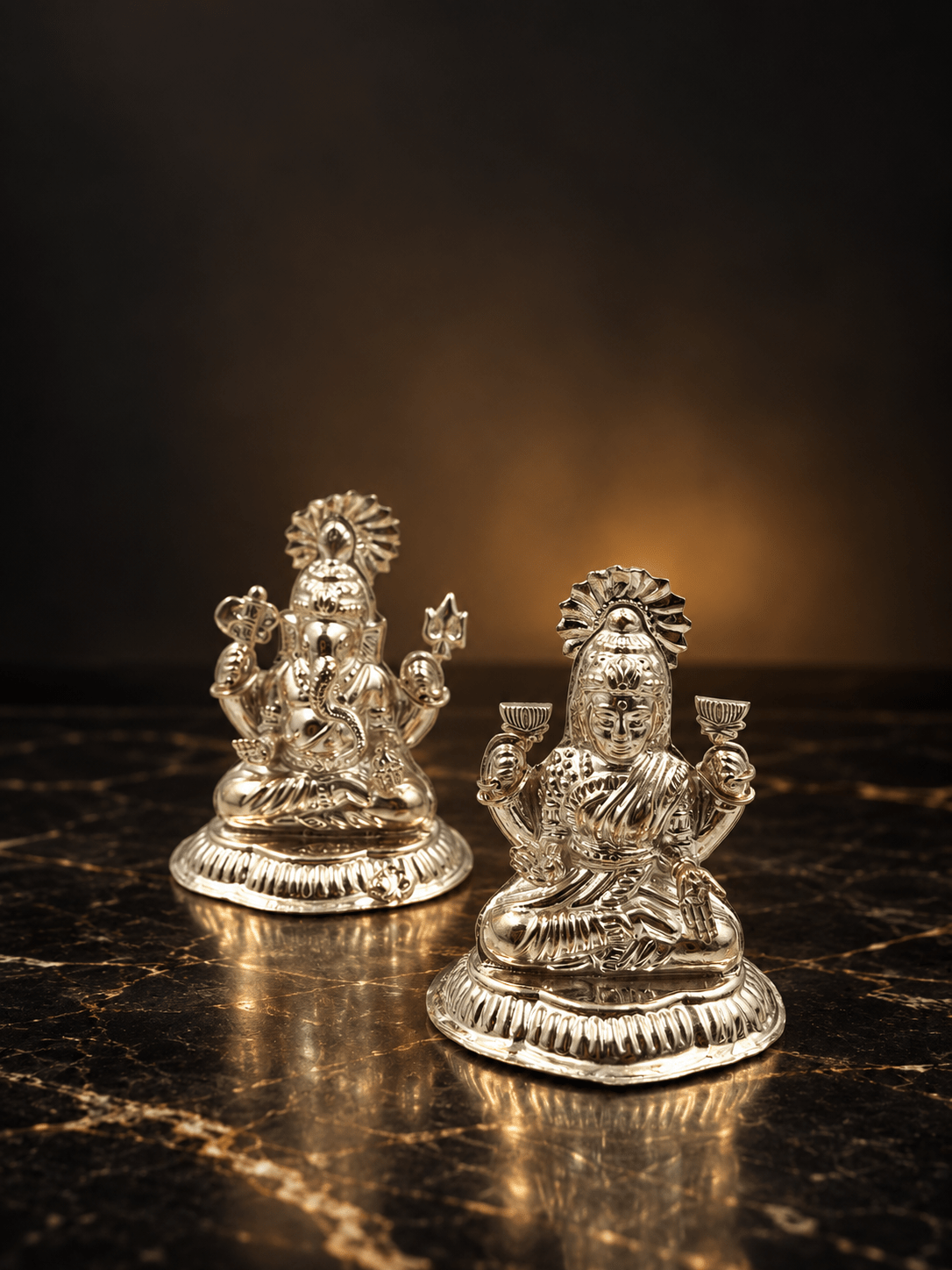 Bhavmayi Antique Silver-Tone Seated Figure Temple Motif Pair - bhavmayi