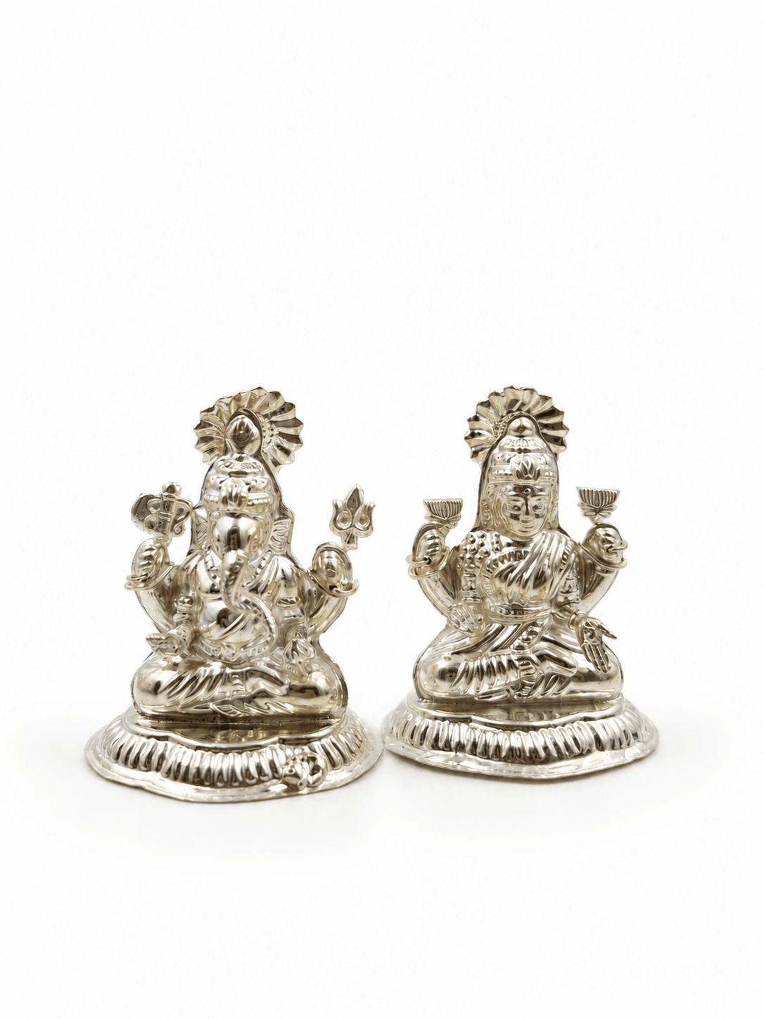 Bhavmayi Antique Silver-Tone Seated Figure Temple Motif Pair - bhavmayi