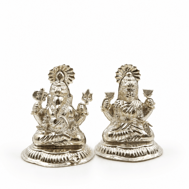 Bhavmayi Antique Silver-Tone Seated Figure Temple Motif Pair - bhavmayi