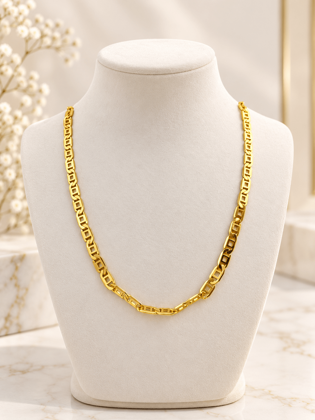 Bhavmayi Classic Gold Geometric Link Men's Chain - bhavmayi
