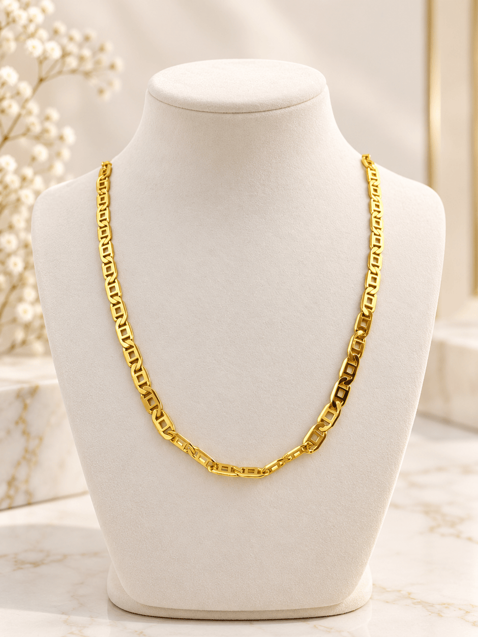 Bhavmayi Classic Gold Geometric Link Men's Chain - bhavmayi