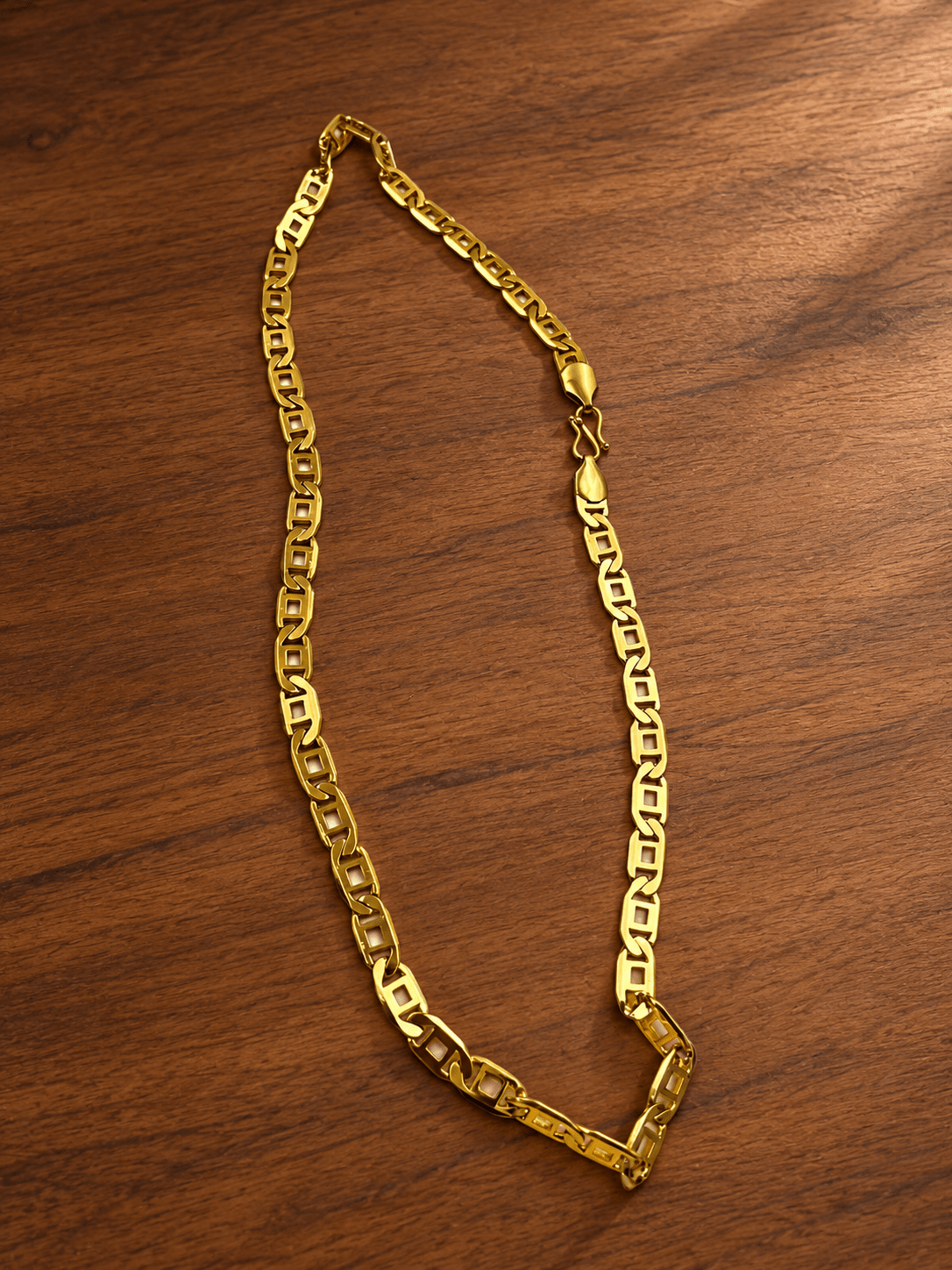 Bhavmayi Classic Gold Geometric Link Men's Chain - bhavmayi