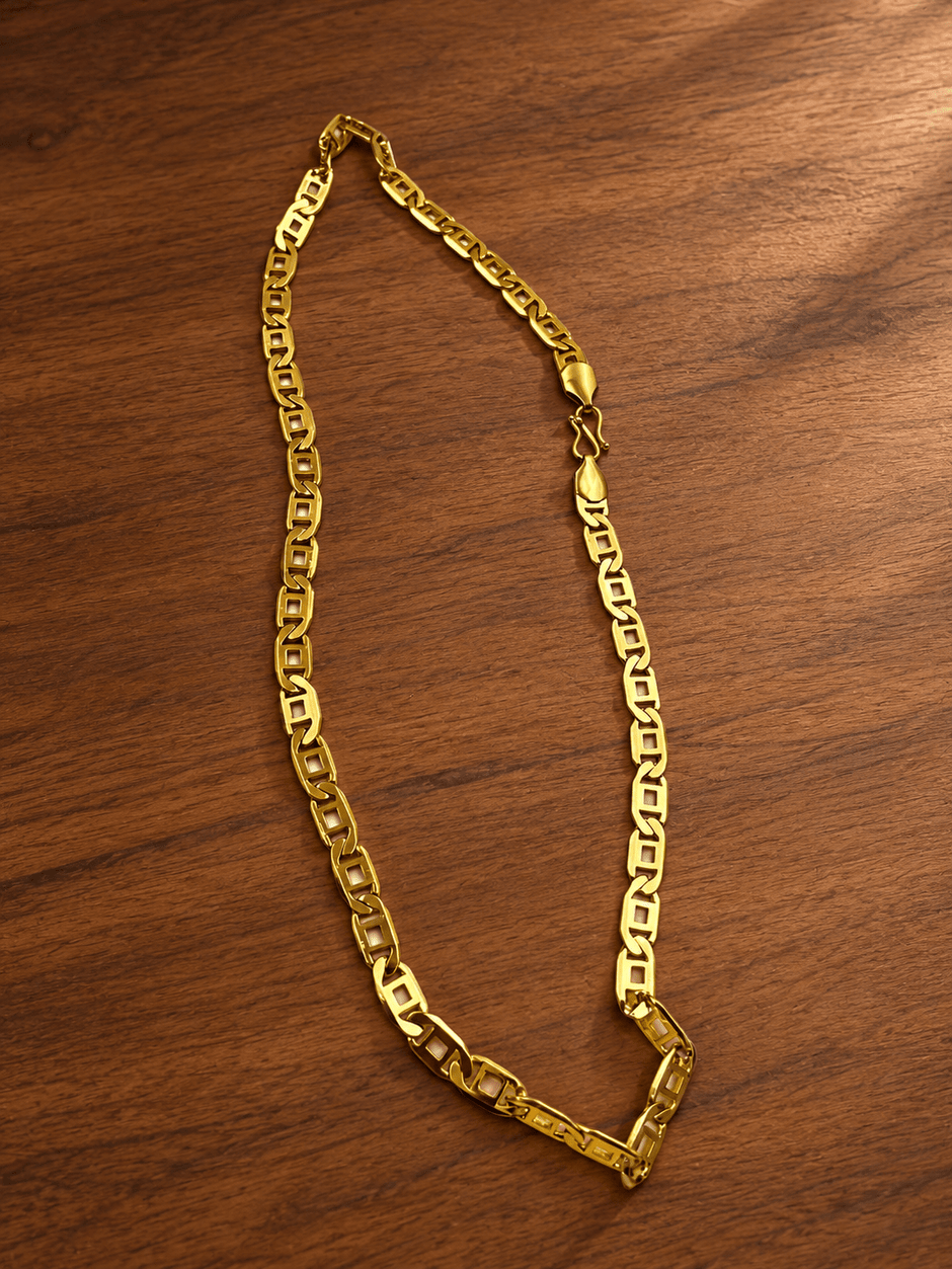 Bhavmayi Classic Gold Geometric Link Men's Chain - bhavmayi