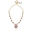 Bhavmayi gold-toned pearl and ruby necklace set with floral pendant and matching drop earrings