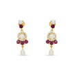 Bhavmayi gold-toned pearl and ruby necklace set with floral pendant and matching drop earrings