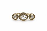 Bhavmayi Crystal Triple Halo Gold-Tone Statement Ring - bhavmayi