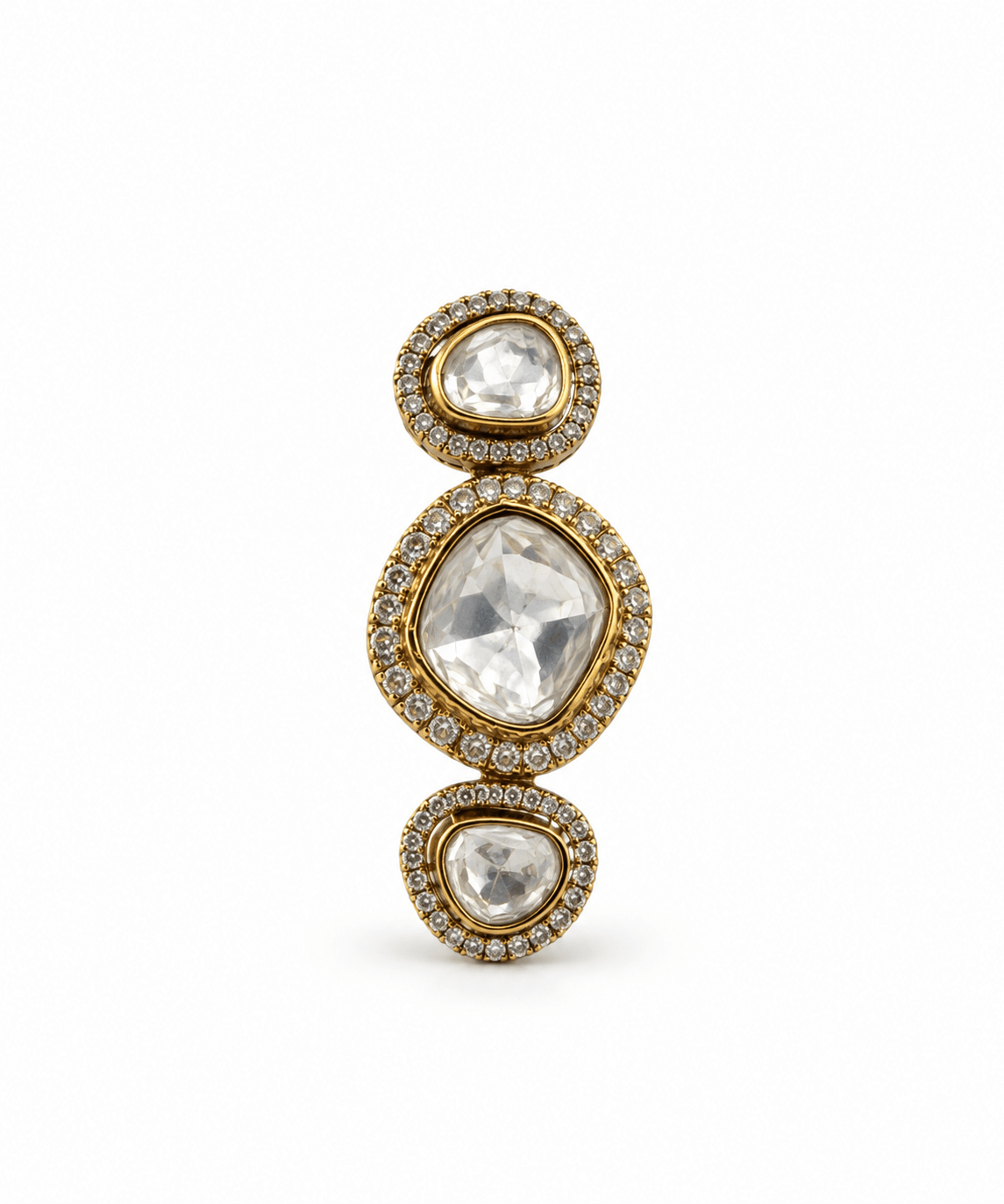 Bhavmayi Crystal Triple Halo Gold-Tone Statement Ring - bhavmayi