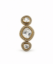 Bhavmayi Crystal Triple Halo Gold-Tone Statement Ring - bhavmayi