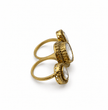 Bhavmayi Crystal Triple Halo Gold-Tone Statement Ring - bhavmayi