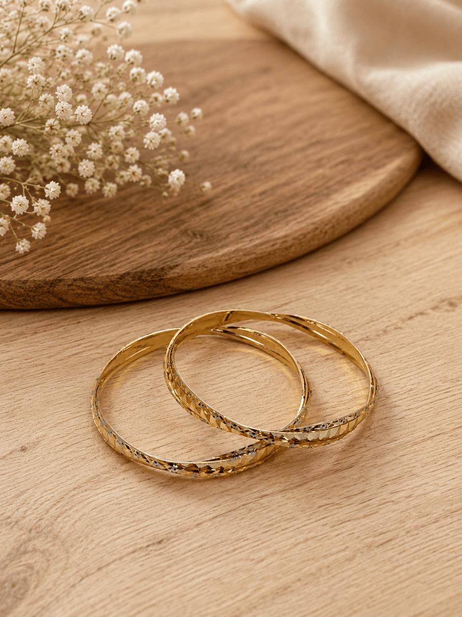 Bhavmayi Diamond-Cut Grace Gold Bangles - bhavmayi