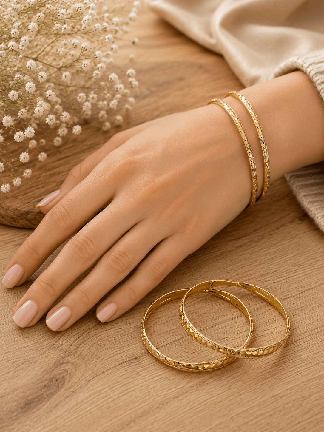 Bhavmayi Diamond-Cut Grace Gold Bangles - bhavmayi