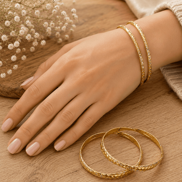 Bhavmayi Diamond-Cut Grace Gold Bangles - bhavmayi