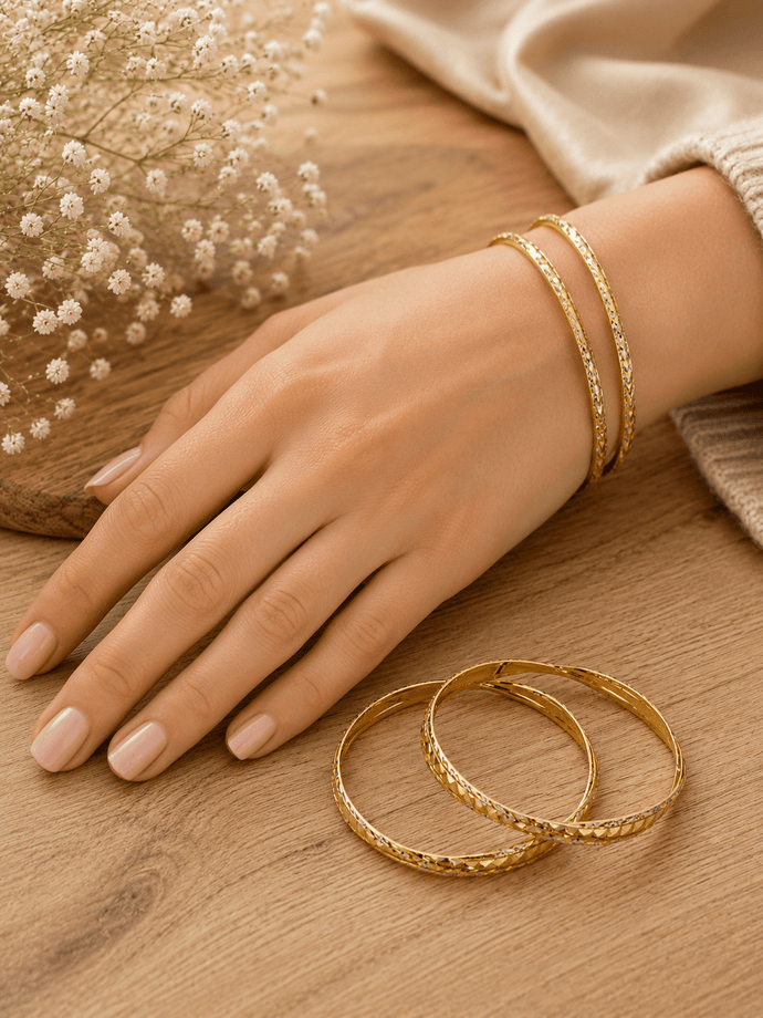 Bhavmayi Diamond-Cut Grace Gold Bangles - bhavmayi
