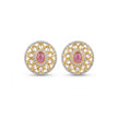Bhavmayi Dual-Tone Antique Gold & Silver Uncut Polki Kundan Floral Stud Earrings with Micro-Pave Circullar Border - bhavmayi