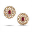 Bhavmayi Dual-Tone Antique Gold & Silver Uncut Polki Kundan Floral Stud Earrings with Micro-Pave Circullar Border - bhavmayi