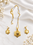 Bhavmayi Dual-Tone Floral Hexagon Pendant Necklace & Earrings Set - bhavmayi