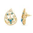 Bhavmayi Elegant 14K Gold Filigree Handmade Teardrop Studs with Coral & Pearl Accents - bhavmayi