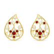Bhavmayi Elegant 14K Gold Filigree Handmade Teardrop Studs with Coral & Pearl Accents - bhavmayi