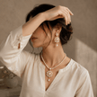 Bhavmayi Elegant and Classic Lustrous Pearl Floral Pendant Style Heritage Necklace Set with Earrings - bhavmayi