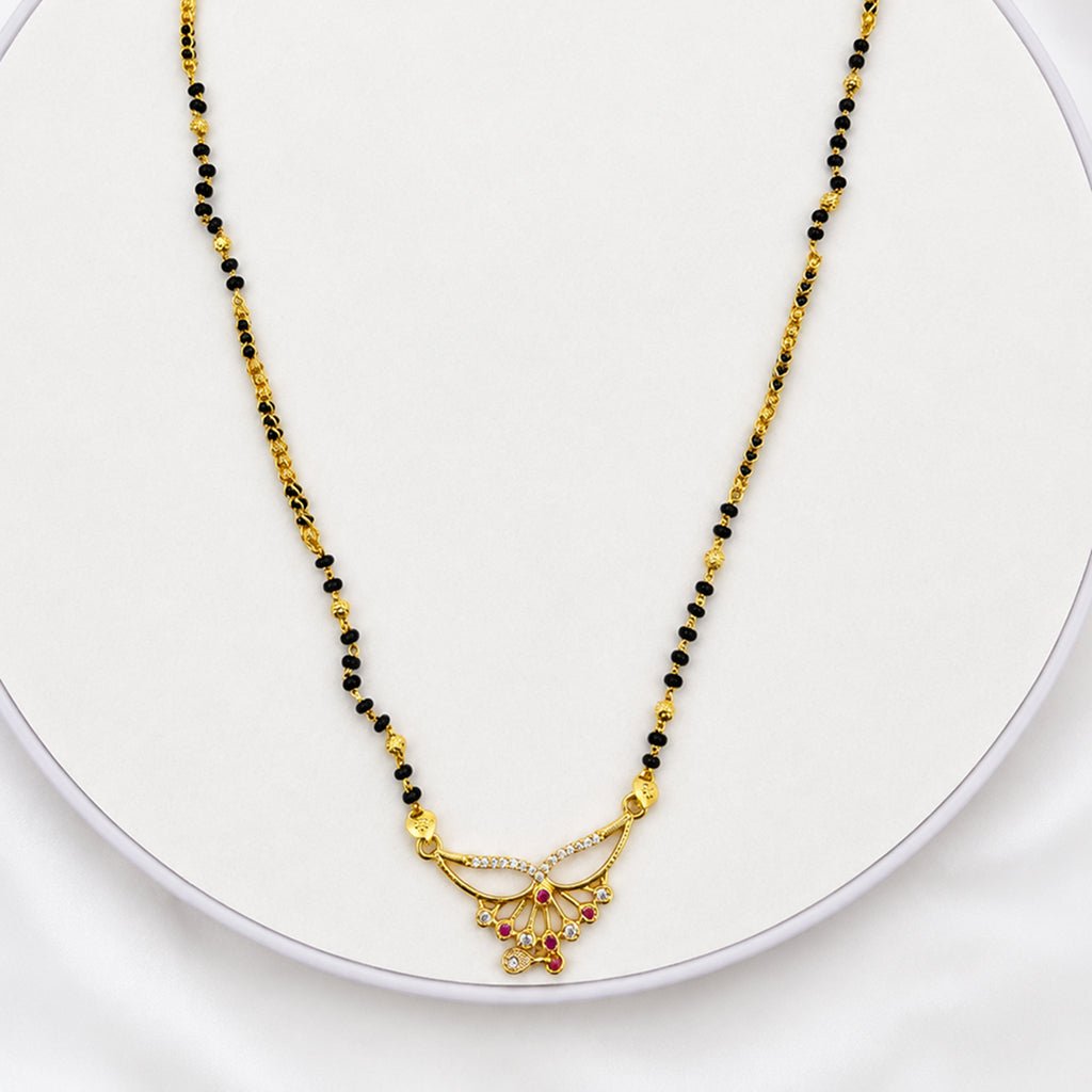 Bhavmayi Elegant Gold-Plated Ruby Mengalsutra Necklace - bhavmayi