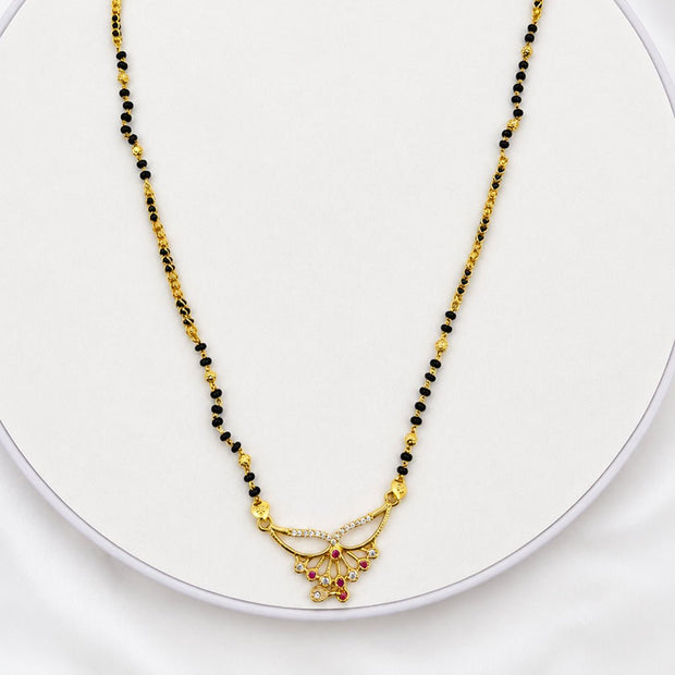 Bhavmayi Elegant Gold-Plated Ruby Mengalsutra Necklace - bhavmayi