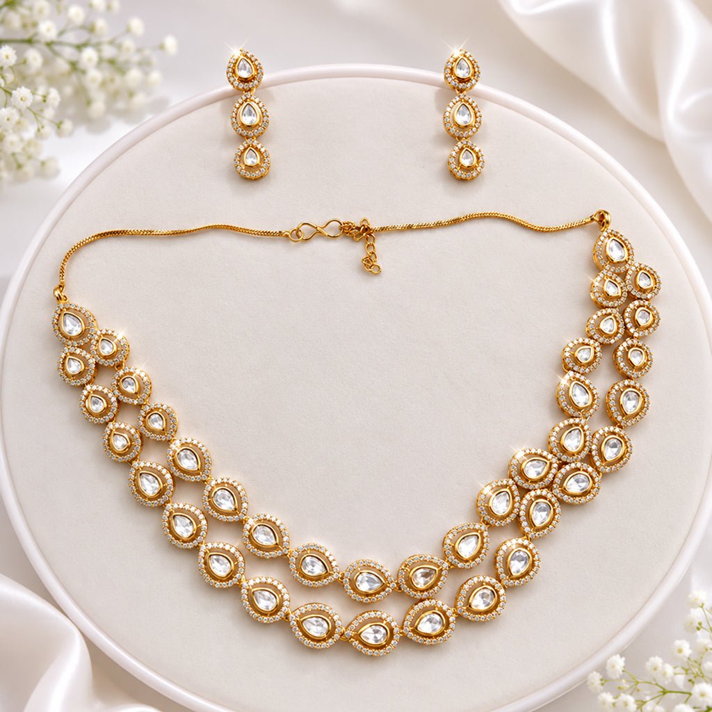 Bhavmayi Elegant Gold-Tone Kundan Necklace Set - bhavmayi