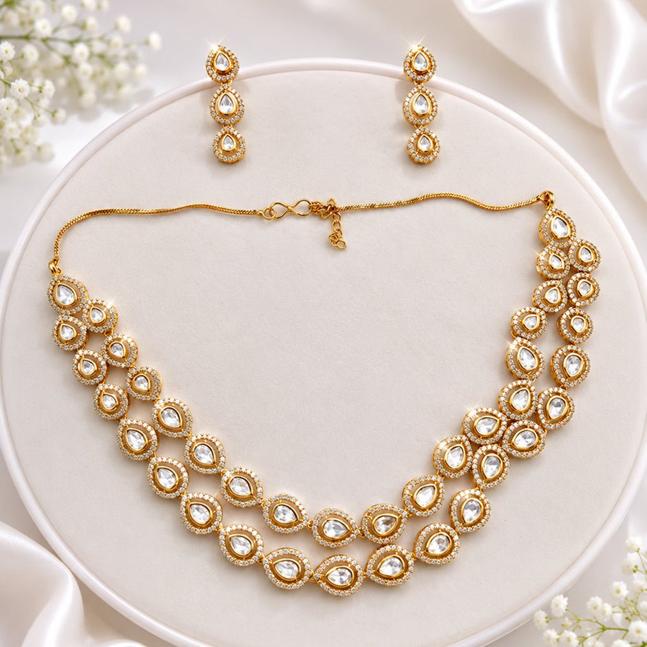 Bhavmayi Elegant Gold-Tone Kundan Necklace Set - bhavmayi