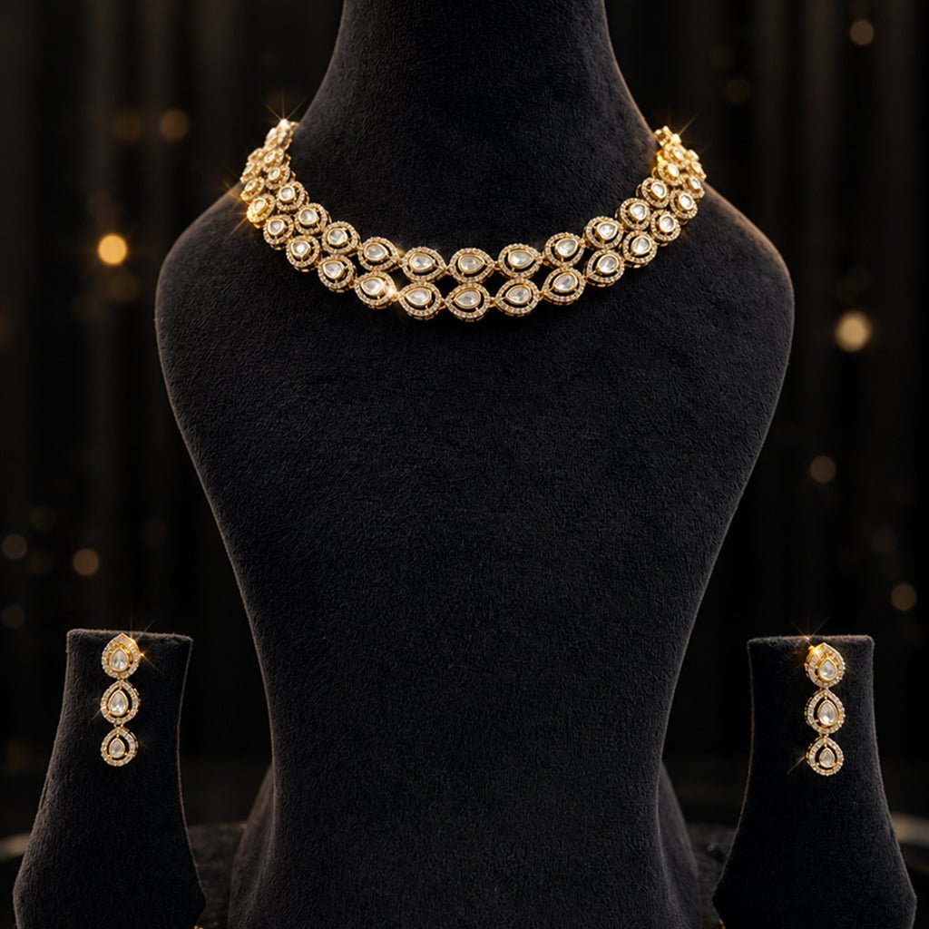 Bhavmayi Elegant Gold-Tone Kundan Necklace Set - bhavmayi