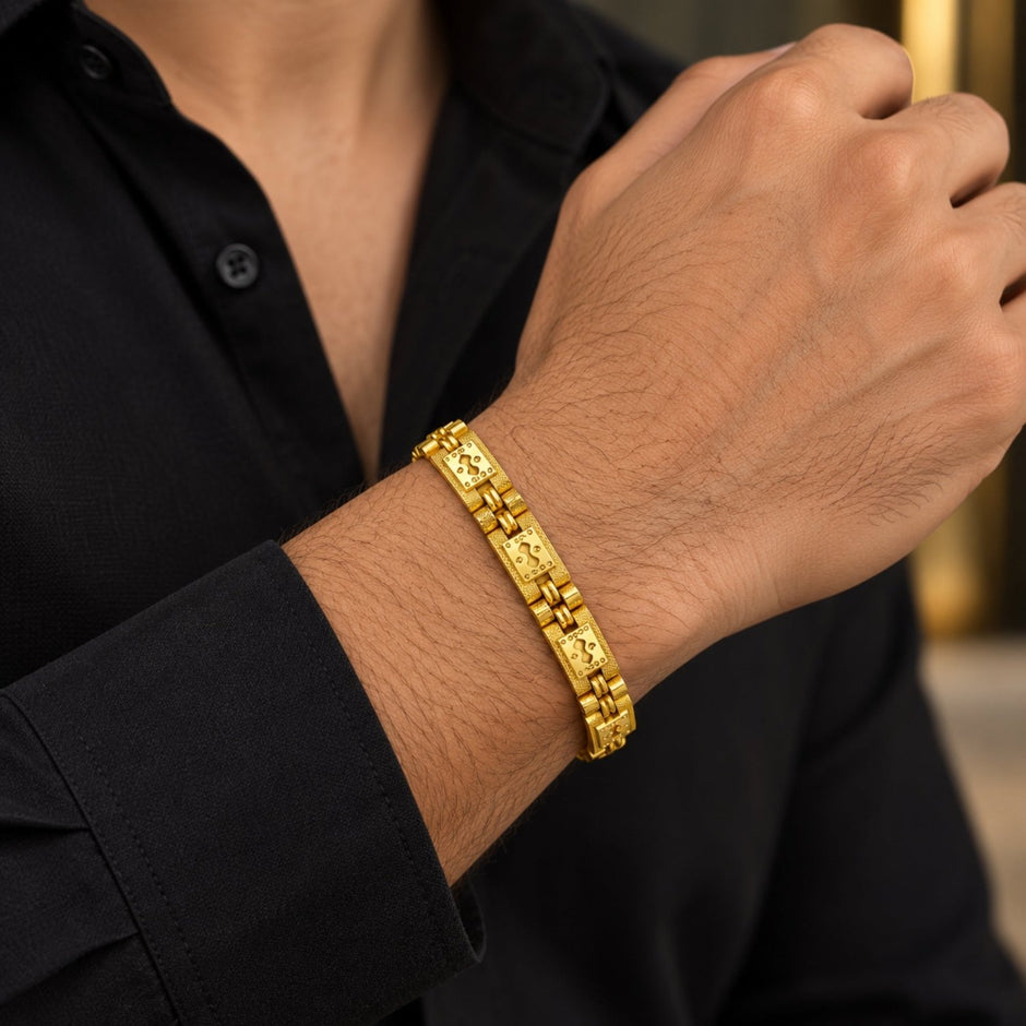 Bhavmayi Elegant Golden Designer Link Bracelet - bhavmayi