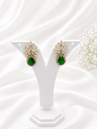 Bhavmayi Emerald Green Teardrop Crystal Drop Earrings - bhavmayi