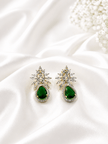 Bhavmayi Emerald Green Teardrop Crystal Drop Earrings - bhavmayi