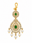 Bhavmayi Emerald-Tone Layered Necklace Set with Pearl-Drop Earrings - bhavmayi
