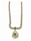 Bhavmayi Emerald-Tone Layered Necklace Set with Pearl-Drop Earrings - bhavmayi